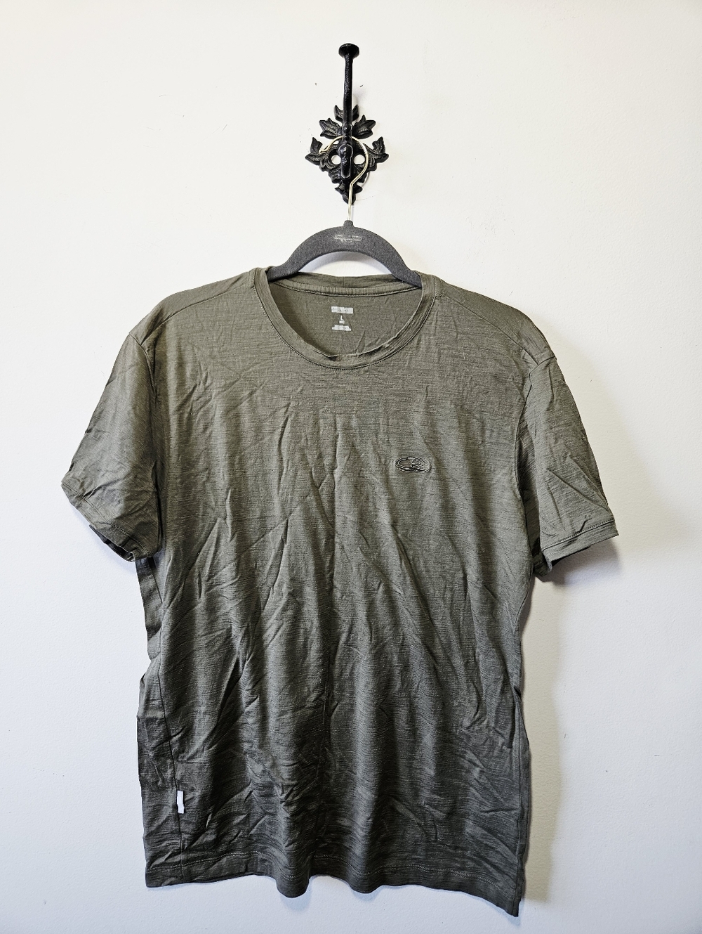 Icebreaker Merino Short Sleeve Tee Size L Green 100% Merino Wool T Shirt